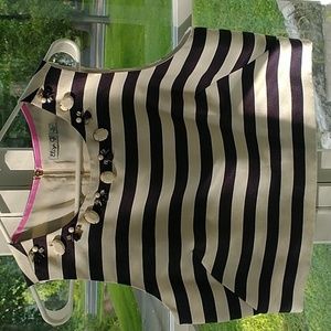 Eliza J Striped Beaded Cropped Top Shirt Size 10